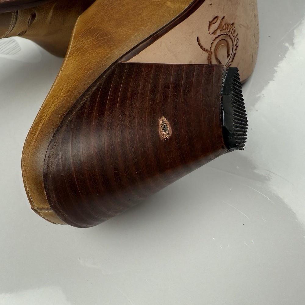 Lucchese Charlie‎ Horse Women's Mules Sz 7B Western Brown Leather Artisan Shoes - Picture 13 of 16